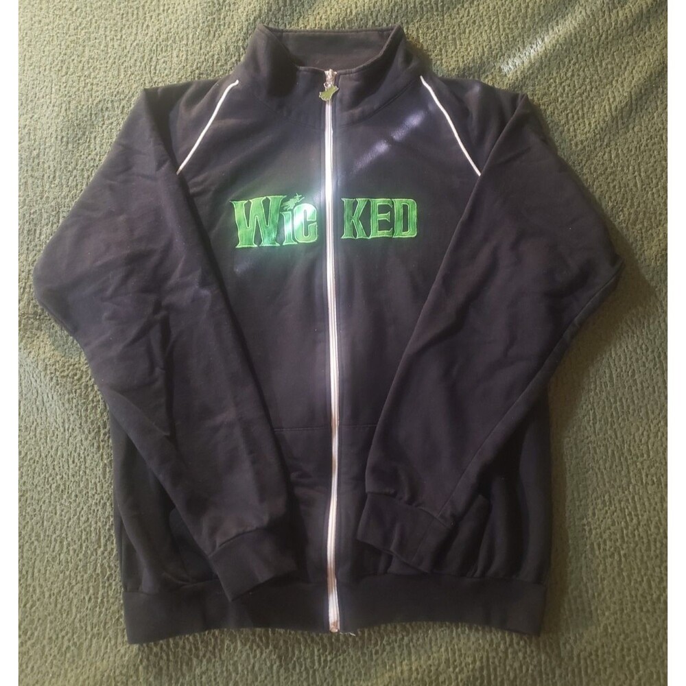 Wicked Green For Good Broadway Musical Full Zip Embroidered Sweatshirt XL Nice